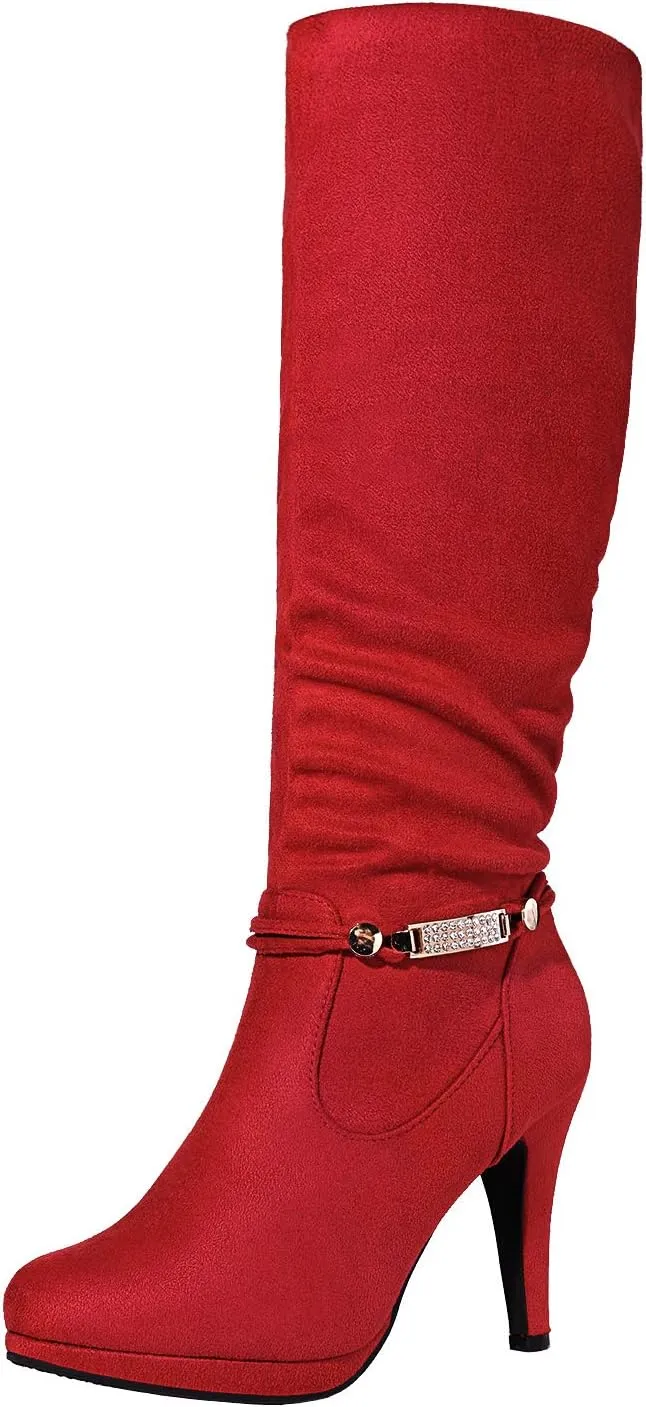 DREAM PAIRS Women's Knee High Platform Heel Boots