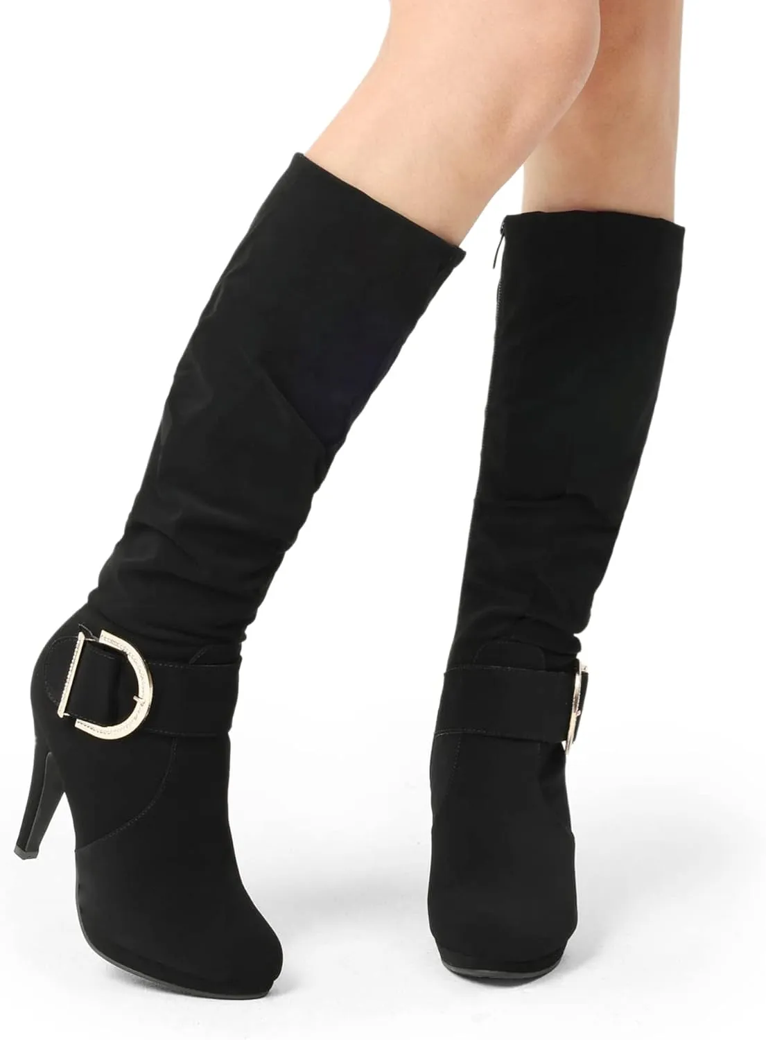 DREAM PAIRS Women's Knee-High Stiletto Boots, Black, Fashion & Classic Dress Boots