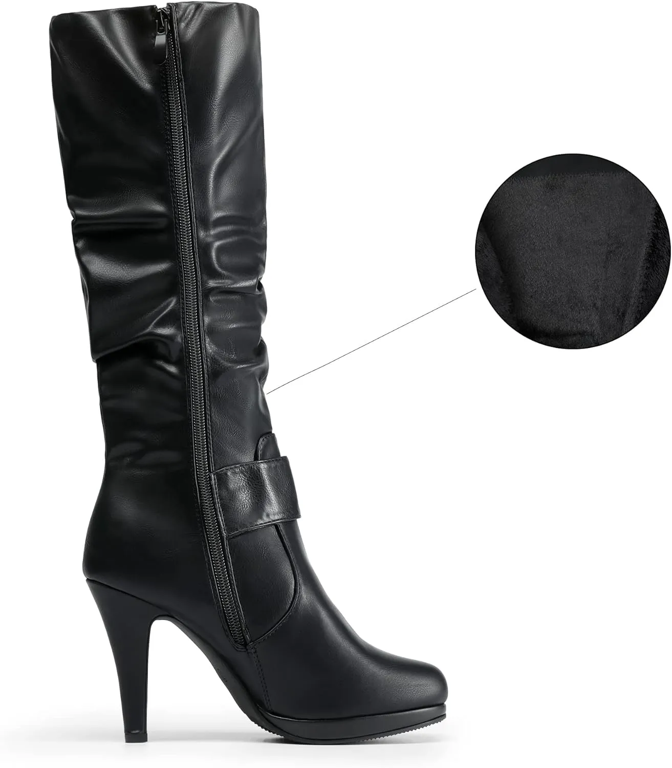 DREAM PAIRS Women's Knee-High Stiletto Boots, Black, Fashion & Classic Dress Boots