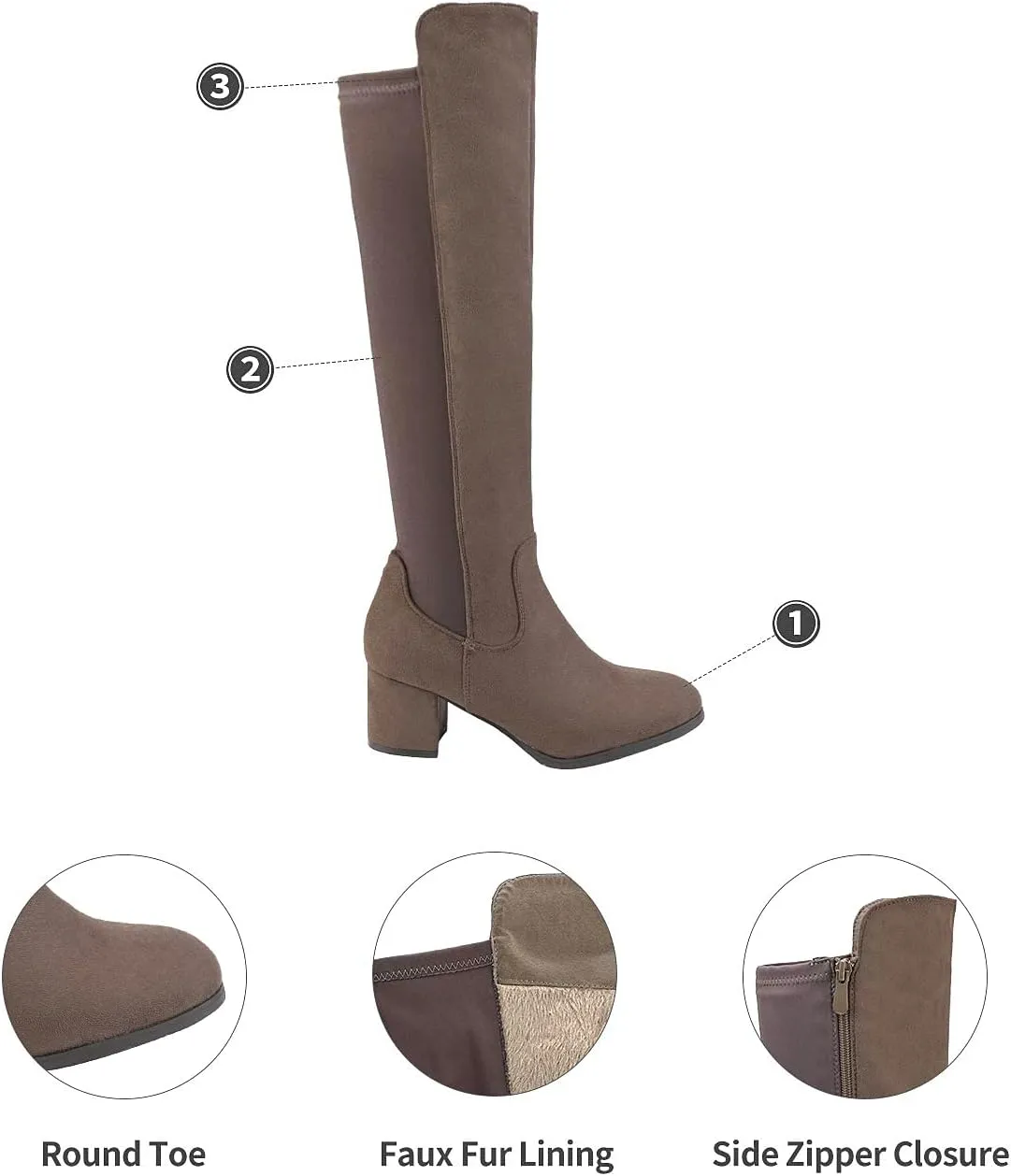 DREAM PAIRS Women's Knee High Stretchy Fashion Boots