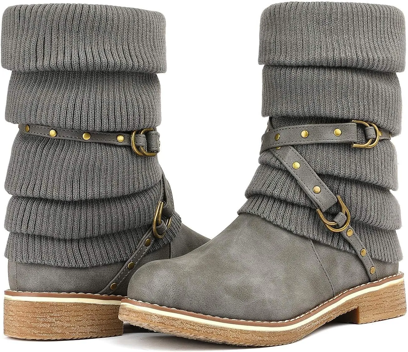 DREAM PAIRS Women's Mid Calf Fashion Winter Snow Boots