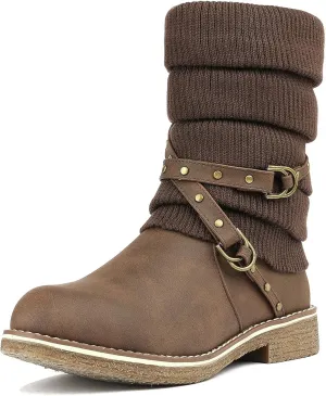 DREAM PAIRS Women's Mid Calf Fashion Winter Snow Boots