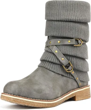 DREAM PAIRS Women's Mid Calf Fashion Winter Snow Boots