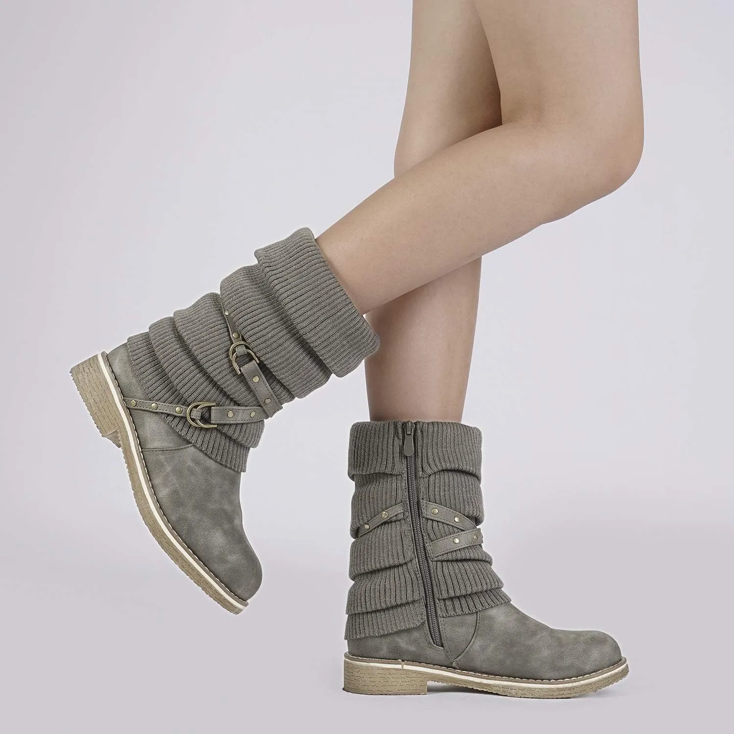 DREAM PAIRS Women's Mid Calf Fashion Winter Snow Boots