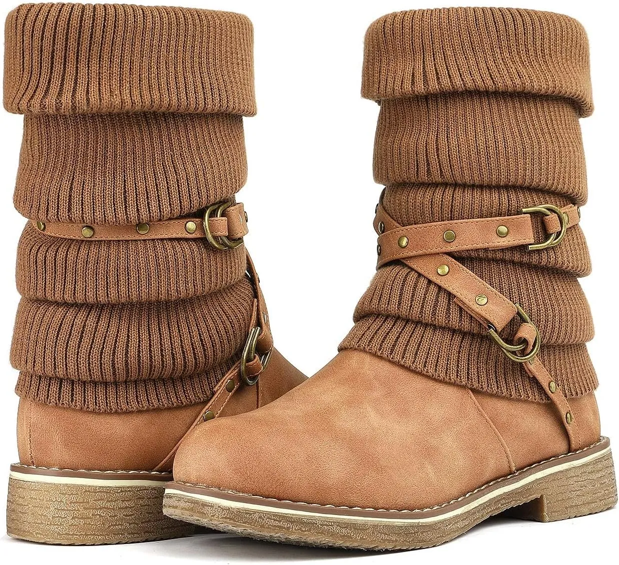 DREAM PAIRS Women's Mid Calf Fashion Winter Snow Boots