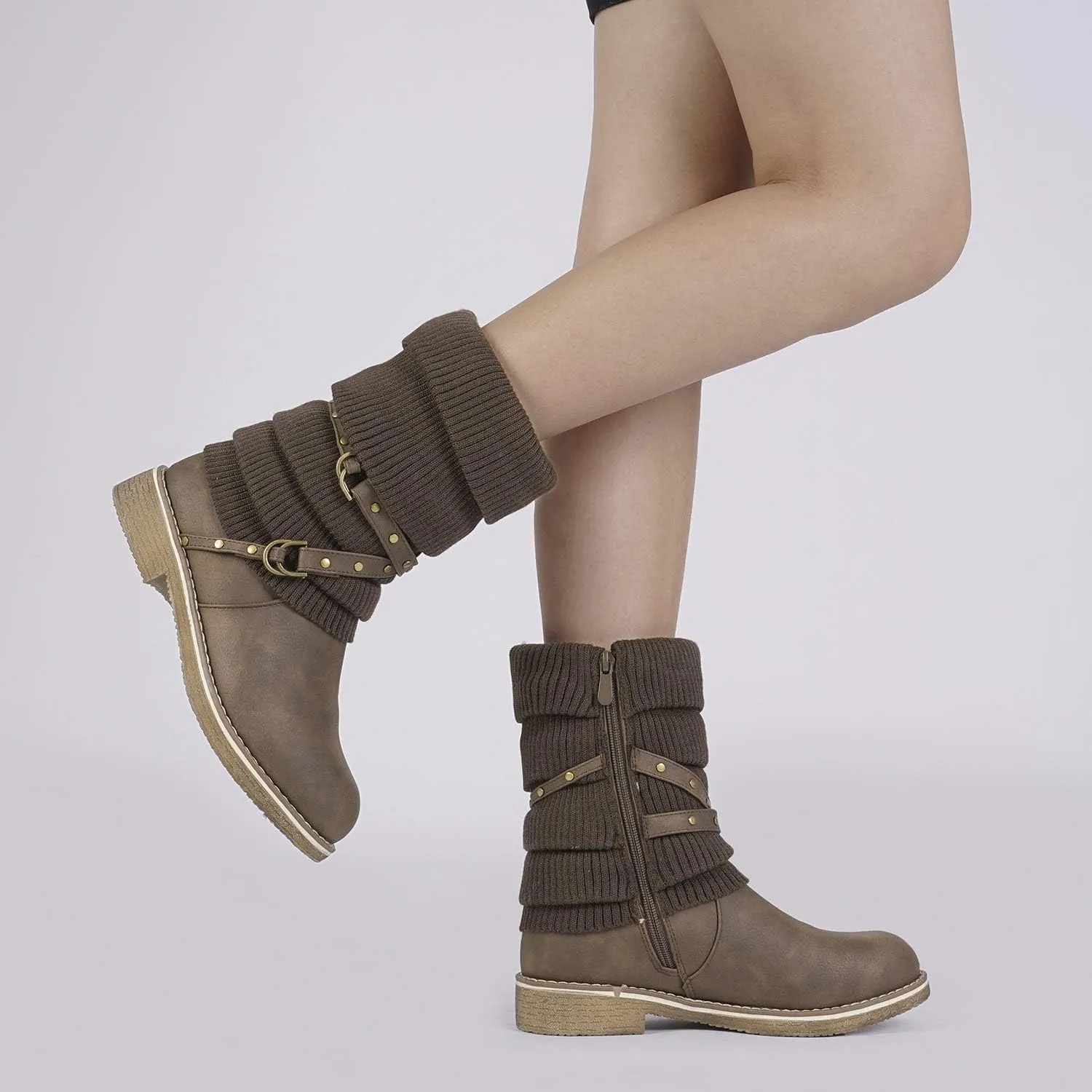 DREAM PAIRS Women's Mid Calf Fashion Winter Snow Boots
