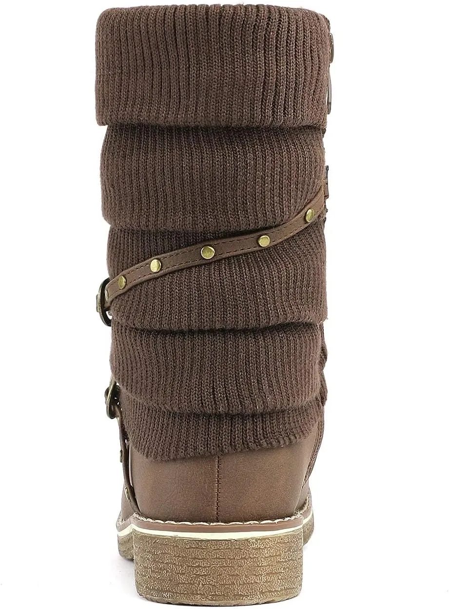 DREAM PAIRS Women's Mid Calf Fashion Winter Snow Boots