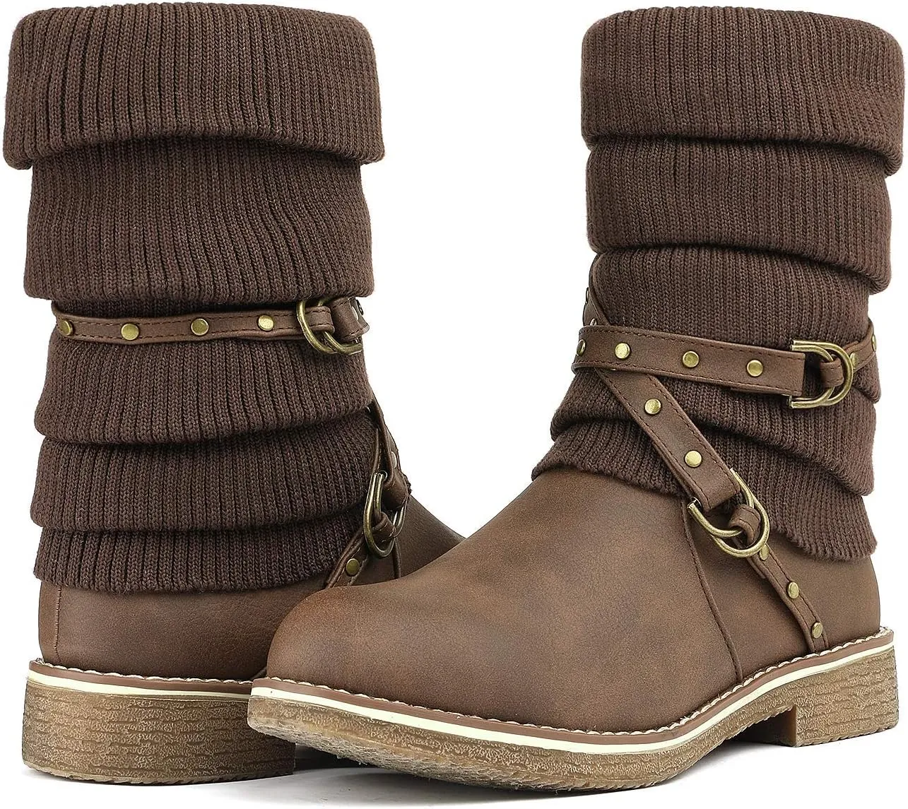 DREAM PAIRS Women's Mid Calf Fashion Winter Snow Boots