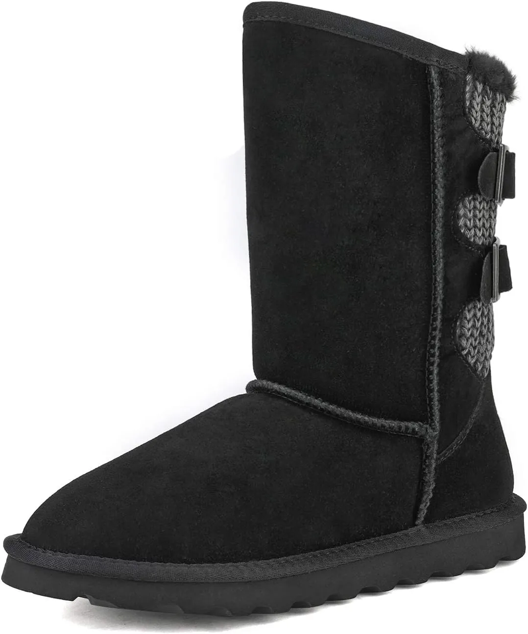 DREAM PAIRS Women's Mid Calf Winter Snow Boots Fashion FuzzyChic Buckle Booties