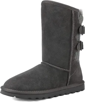 DREAM PAIRS Women's Mid Calf Winter Snow Boots Fashion FuzzyChic Buckle Booties