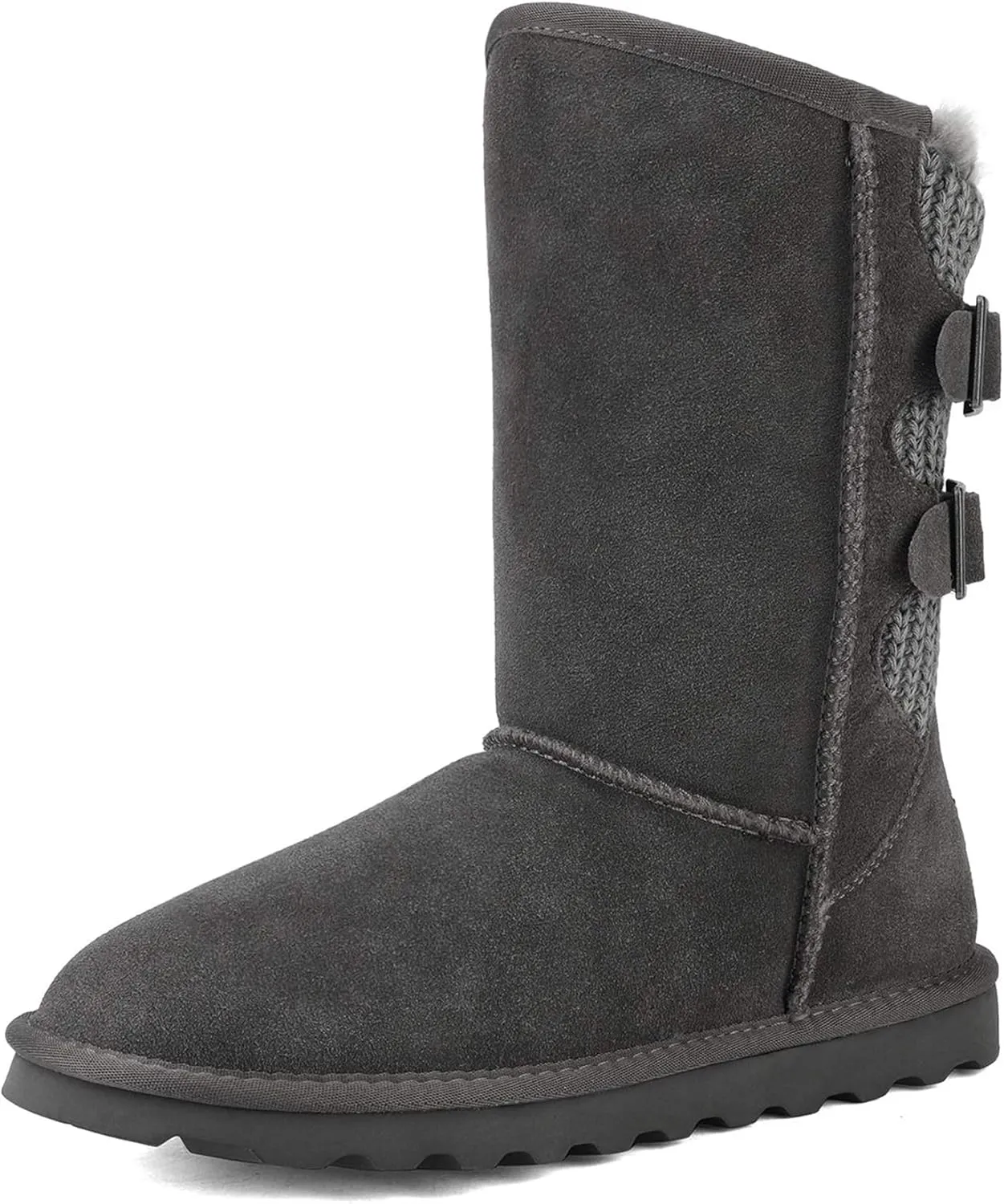 DREAM PAIRS Women's Mid Calf Winter Snow Boots Fashion FuzzyChic Buckle Booties