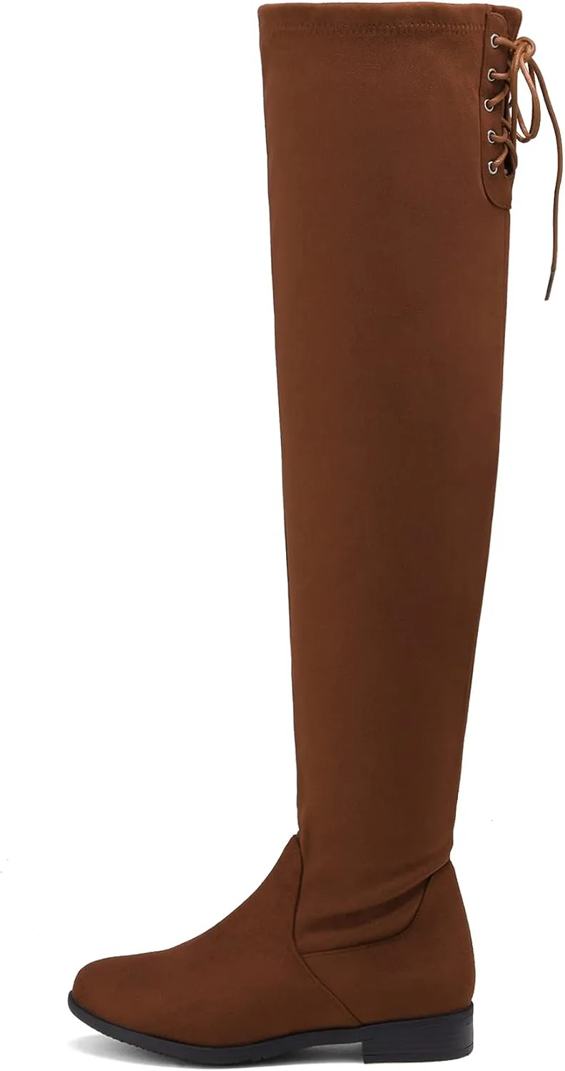 DREAM PAIRS Women's Over The Knee High Low Block Heel Riding Boots