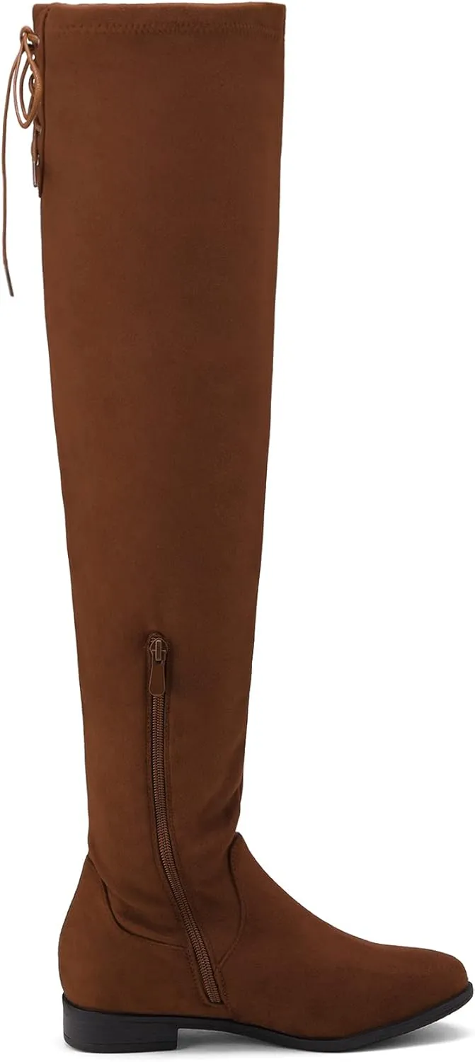 DREAM PAIRS Women's Over The Knee High Low Block Heel Riding Boots