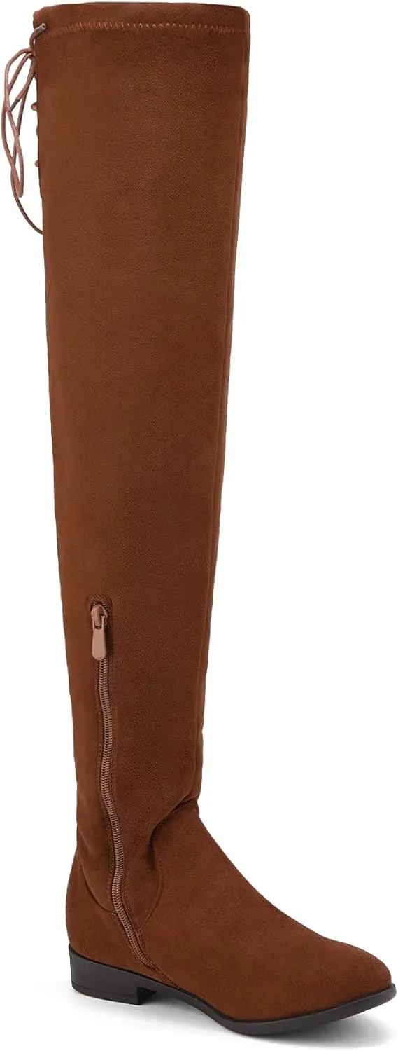 DREAM PAIRS Women's Over The Knee High Low Block Heel Riding Boots