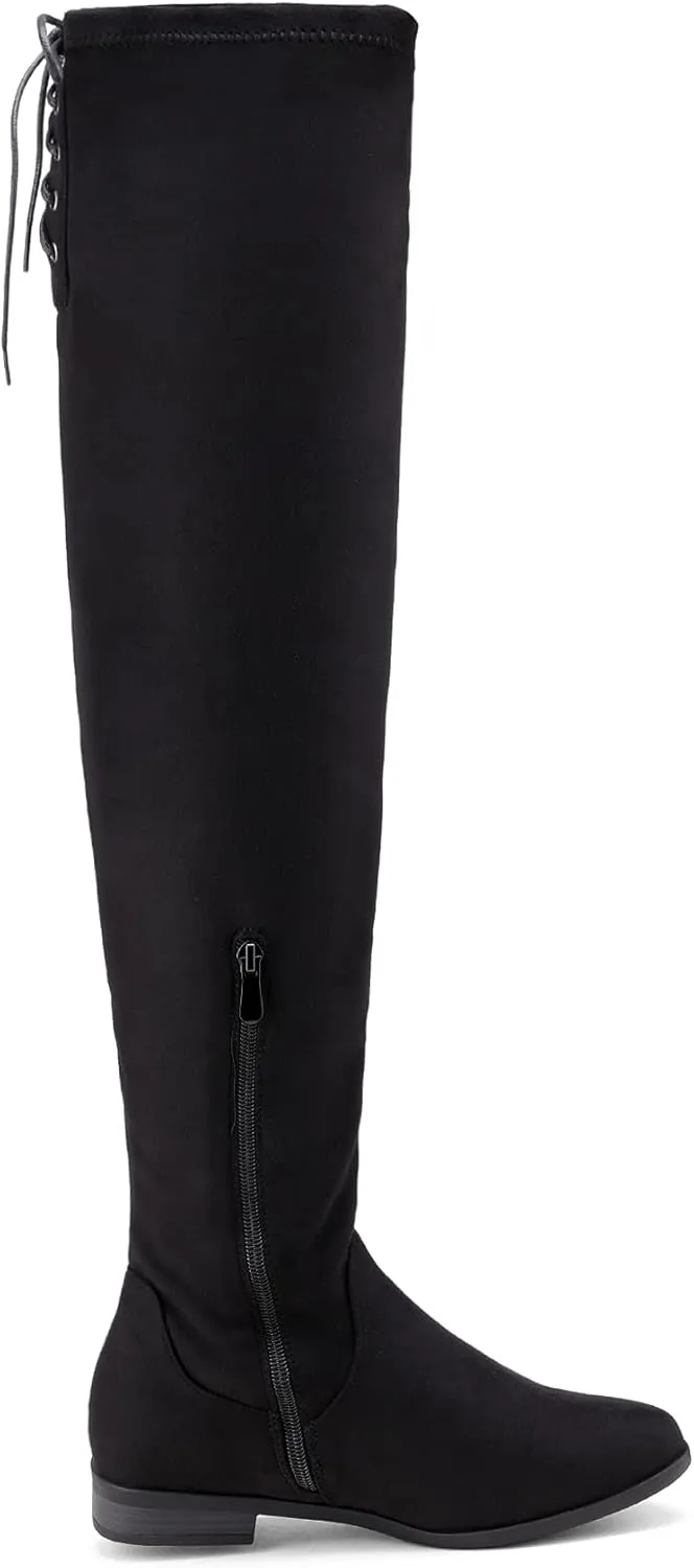 DREAM PAIRS Women's Over The Knee High Low Block Heel Riding Boots