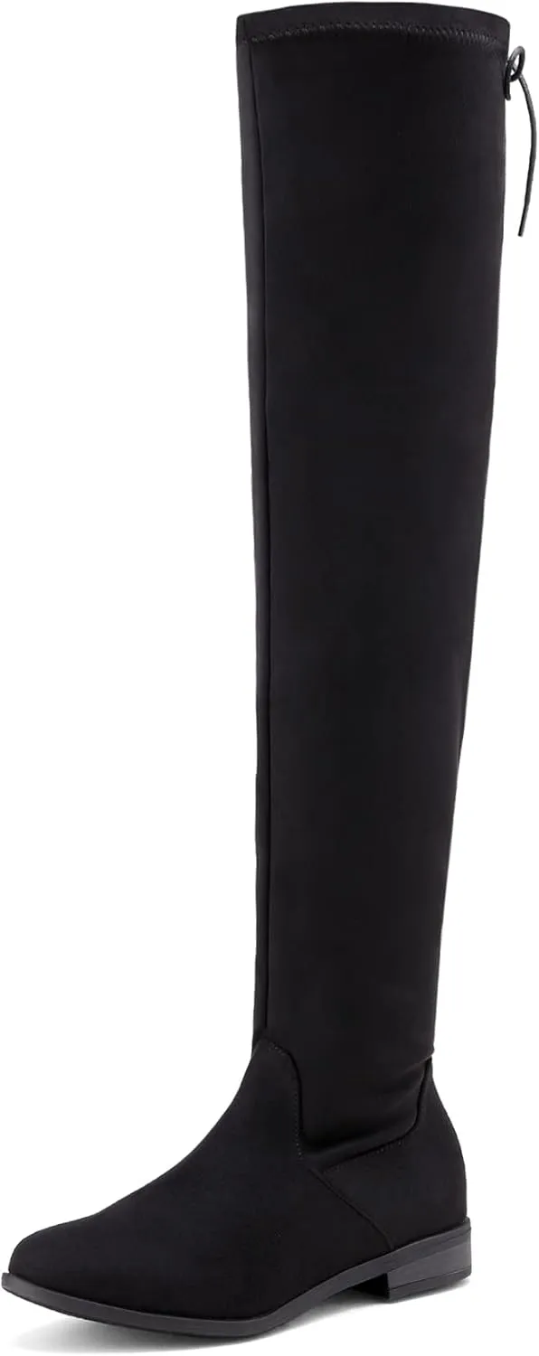 DREAM PAIRS Women's Over The Knee High Low Block Heel Riding Boots