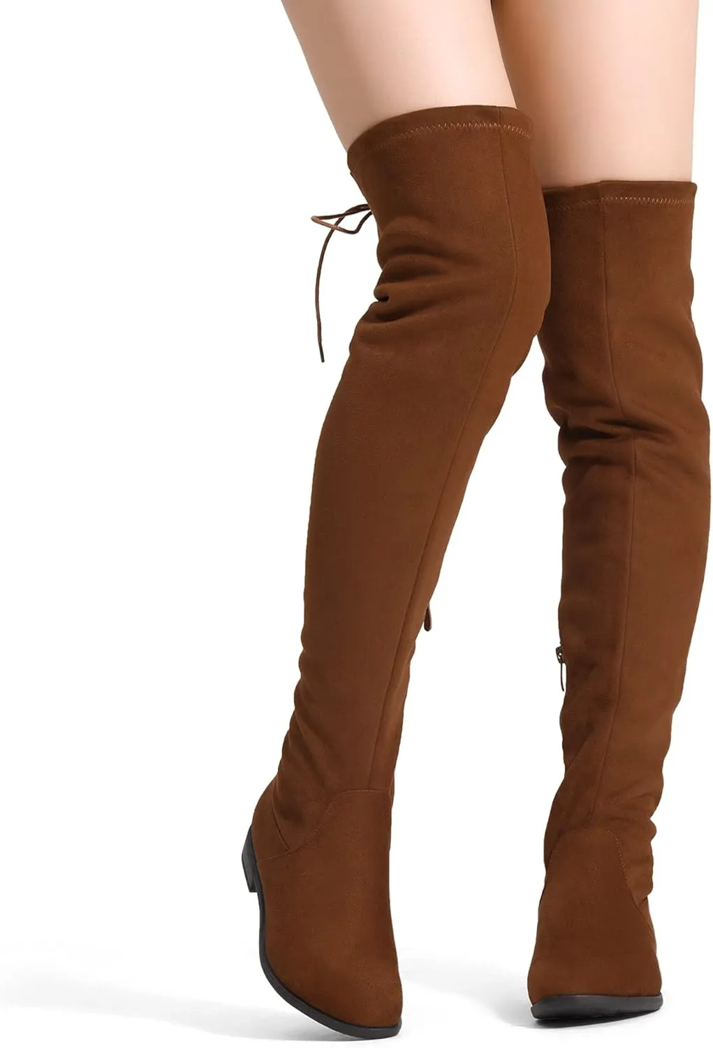 DREAM PAIRS Women's Over The Knee High Low Block Heel Riding Boots