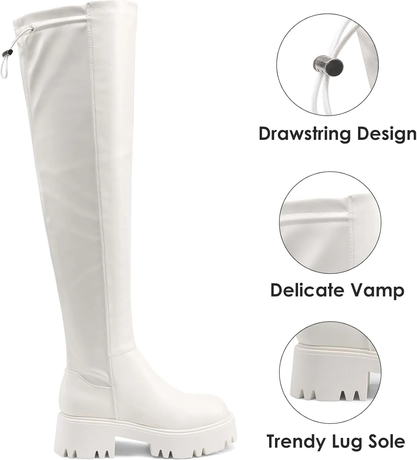 DREAM PAIRS Women's Platform Over The Knee Boots Lug Sole Round Toe Thigh High Long Chunky Block Heels Fall Boots