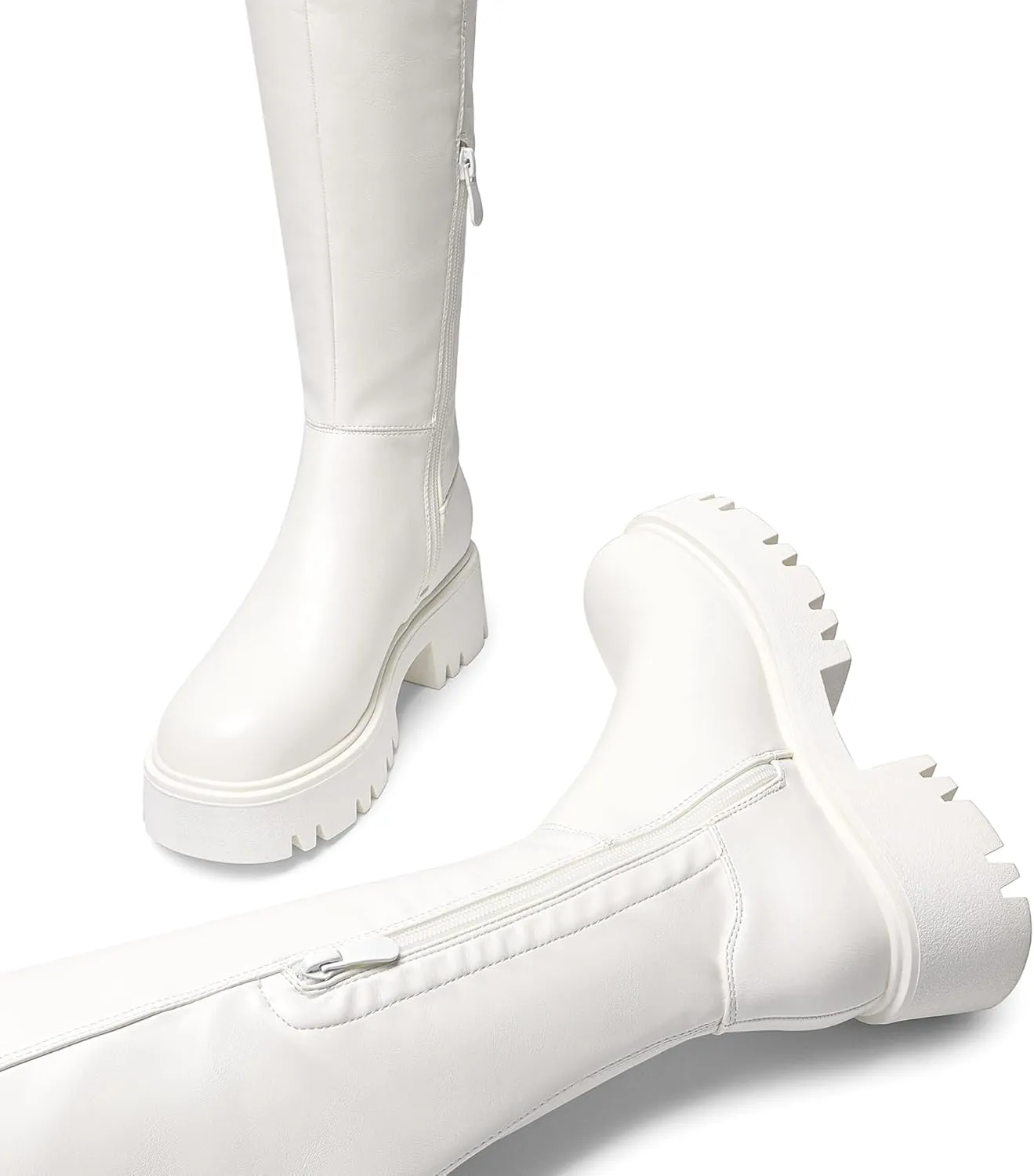 DREAM PAIRS Women's Platform Over The Knee Boots Lug Sole Round Toe Thigh High Long Chunky Block Heels Fall Boots