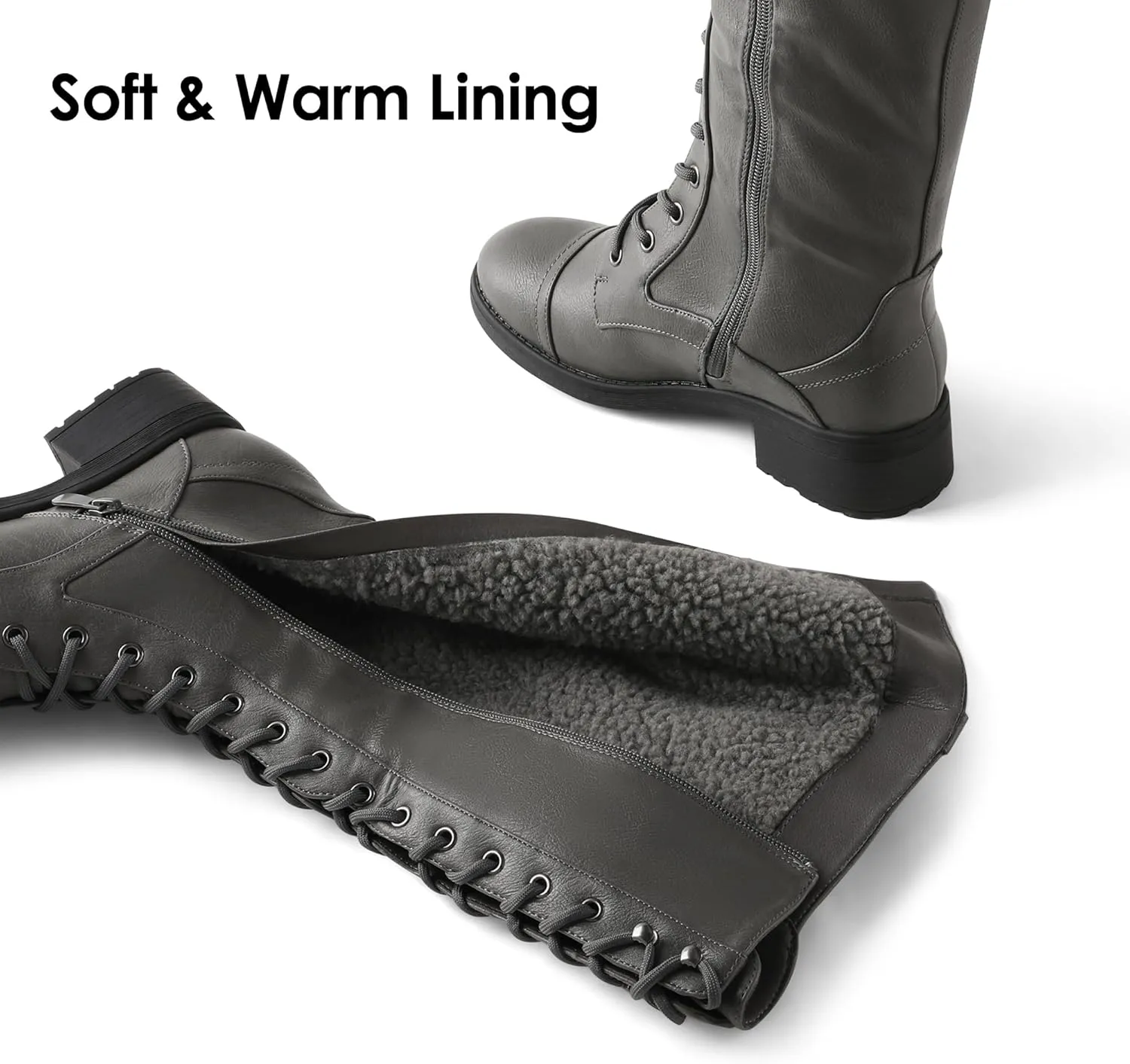 DREAM PAIRS Women's Pu Knee High Riding Combat Boots