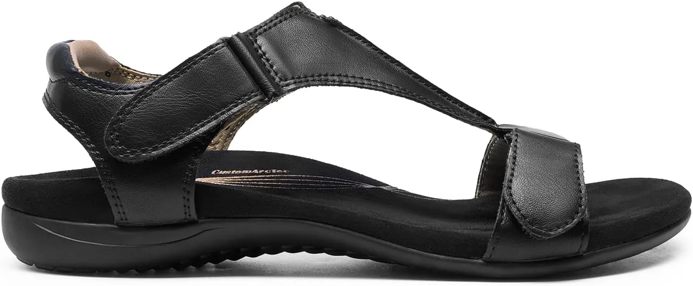 DREAM PAIRS Womens Sandals Arch Support T-Strap Orthopedic Flat Sandals Comfortable Summer Shoes