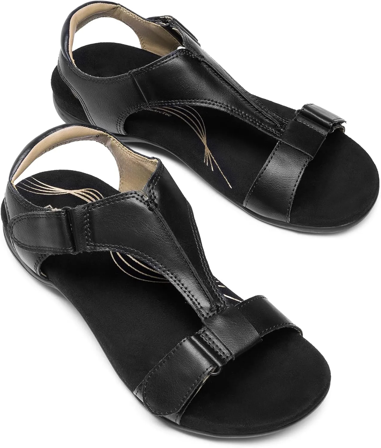 DREAM PAIRS Womens Sandals Arch Support T-Strap Orthopedic Flat Sandals Comfortable Summer Shoes