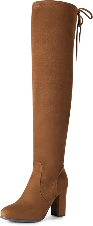 DREAM PAIRS Women's Thigh High Fashion Boots Over The Knee Block Heel Boots