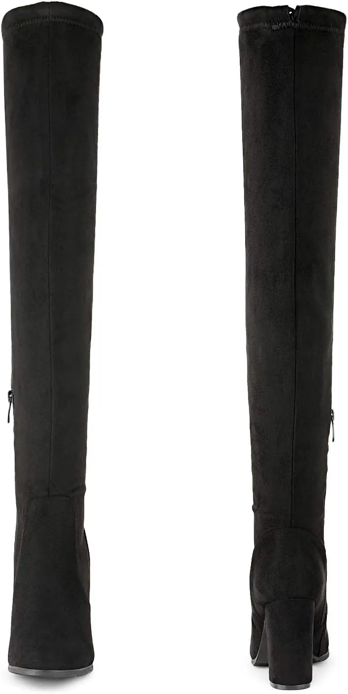 DREAM PAIRS Women's Thigh High Fashion Boots Over The Knee Block Heel Boots