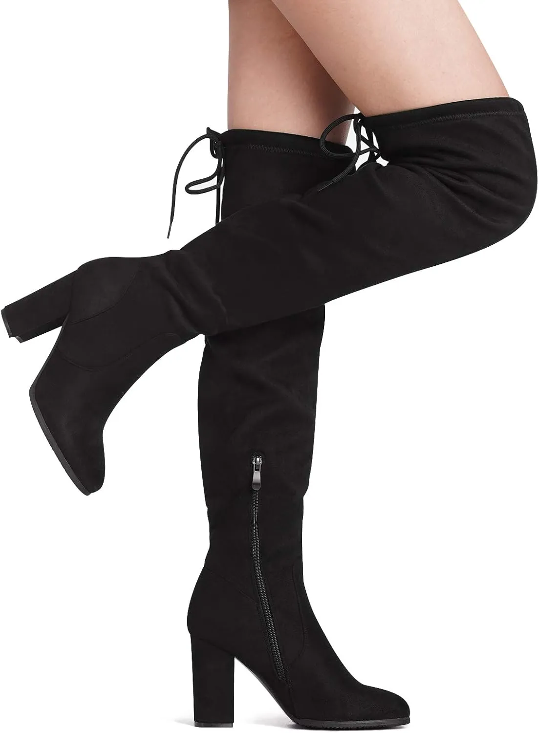 DREAM PAIRS Women's Thigh High Fashion Boots Over The Knee Block Heel Boots