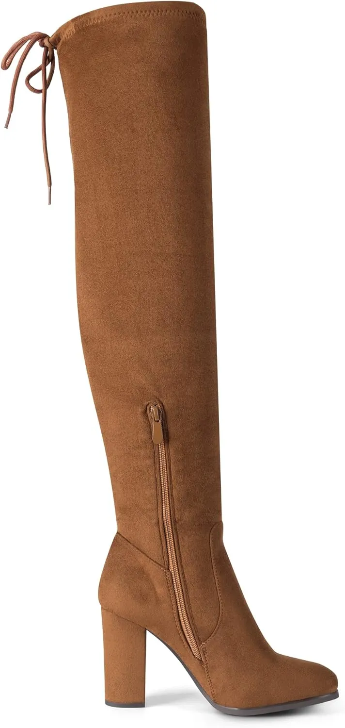 DREAM PAIRS Women's Thigh High Fashion Boots Over The Knee Block Heel Boots