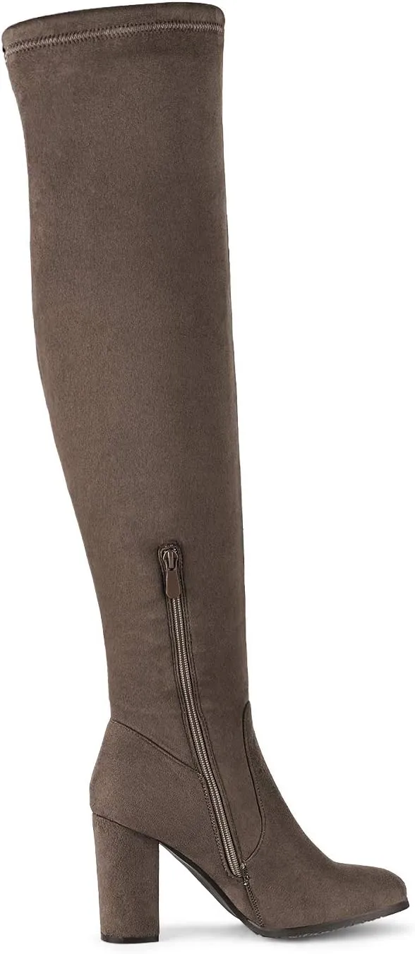 DREAM PAIRS Women's Thigh High Fashion Boots Over The Knee Block Heel Boots