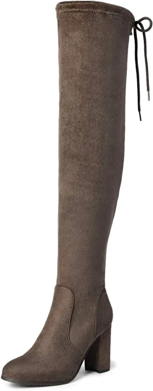 DREAM PAIRS Women's Thigh High Fashion Boots Over The Knee Block Heel Boots