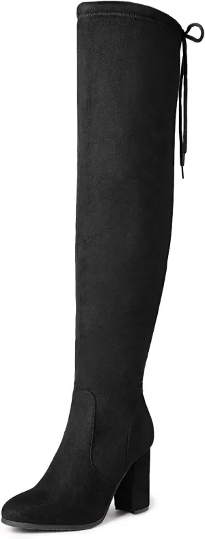 DREAM PAIRS Women's Thigh High Fashion Boots Over The Knee Block Heel Boots