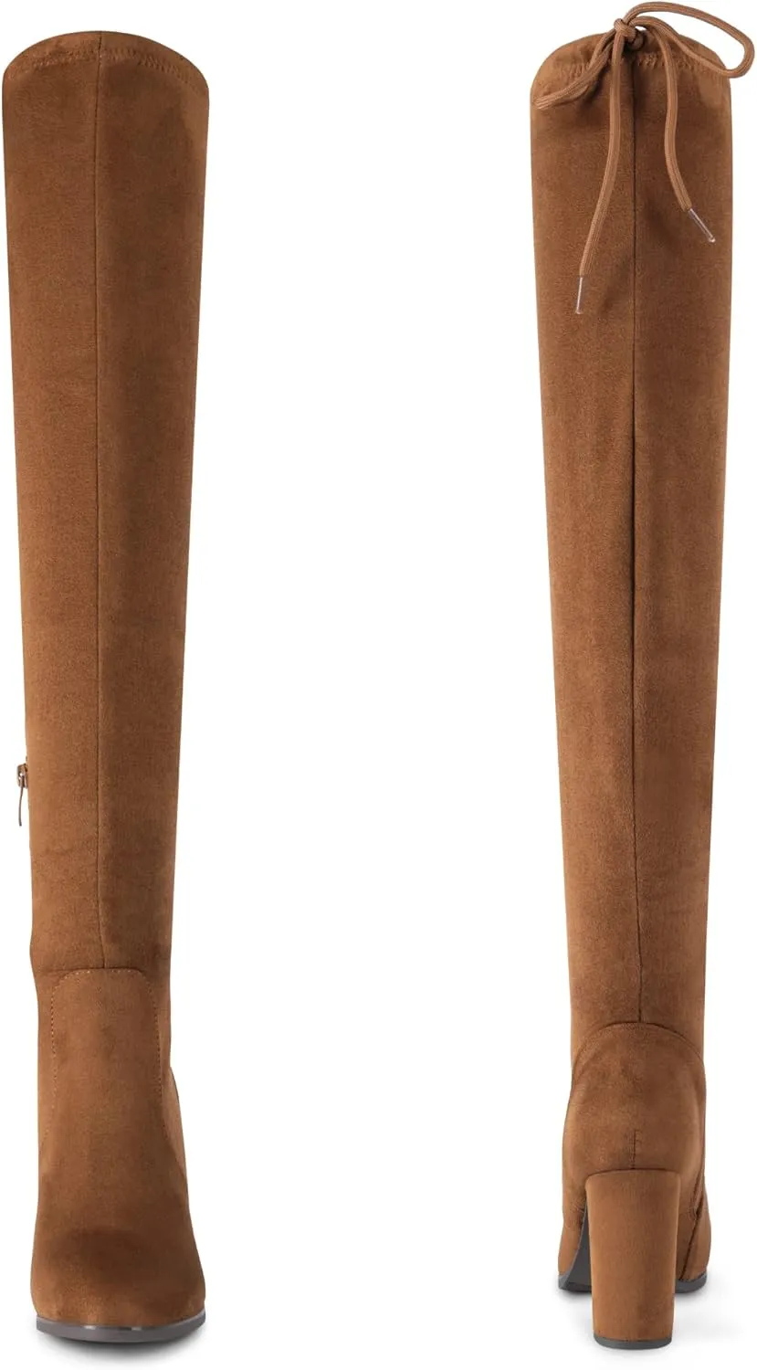 DREAM PAIRS Women's Thigh High Fashion Boots Over The Knee Block Heel Boots