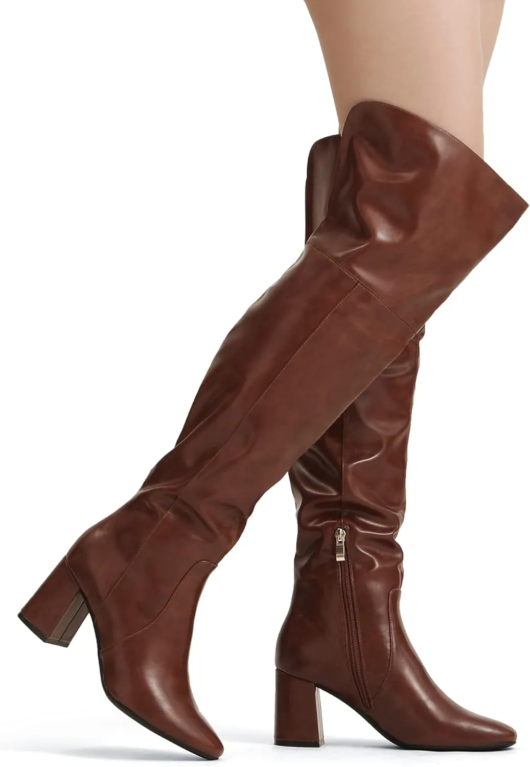 DREAM PAIRS Women’s Thigh High Over the Knee Fashion Chunky Heel Long Boots