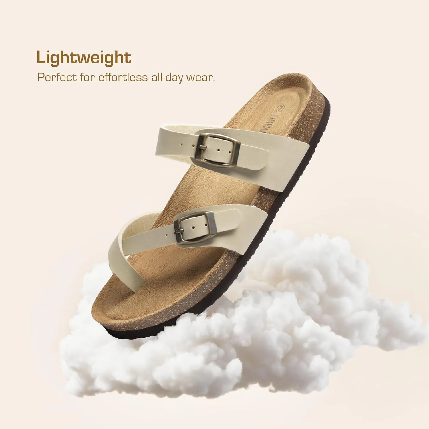 DREAM PAIRS Women's Thong Slide Sandals with Cork Footbed Open Toe Adjustable Slip On Slippers Comfort Flat Sandals for Summer