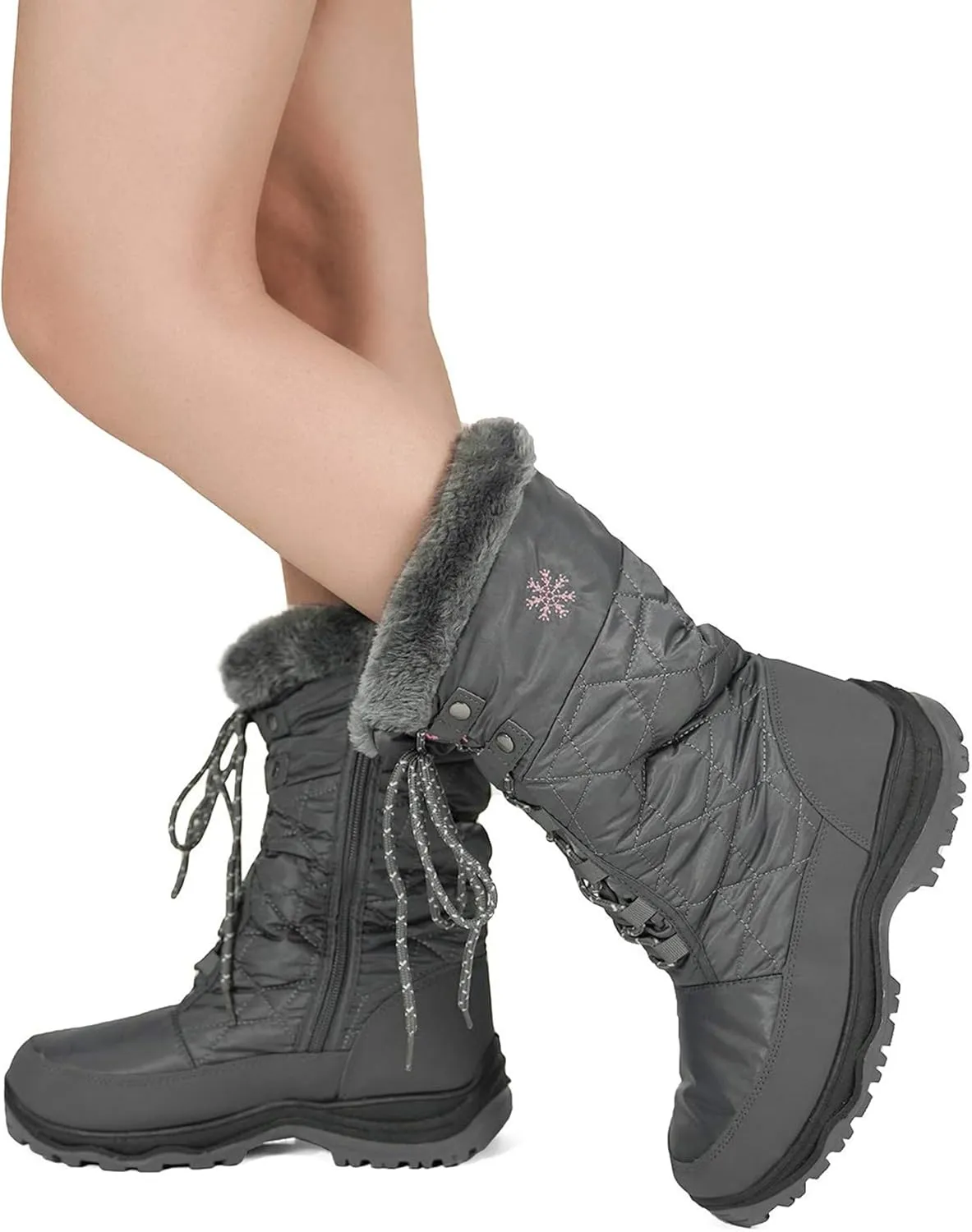 DREAM PAIRS Women's Warm Faux Fur Lined Mid-Calf Winter Snow Boots