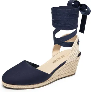 DREAM PAIRS Women's Wedge Sandals Platform Close Toe Espadrilles Strappy Lace Up Sandals Cute Fashion Comfortable Dressy Beach Vocation Summer Shoes