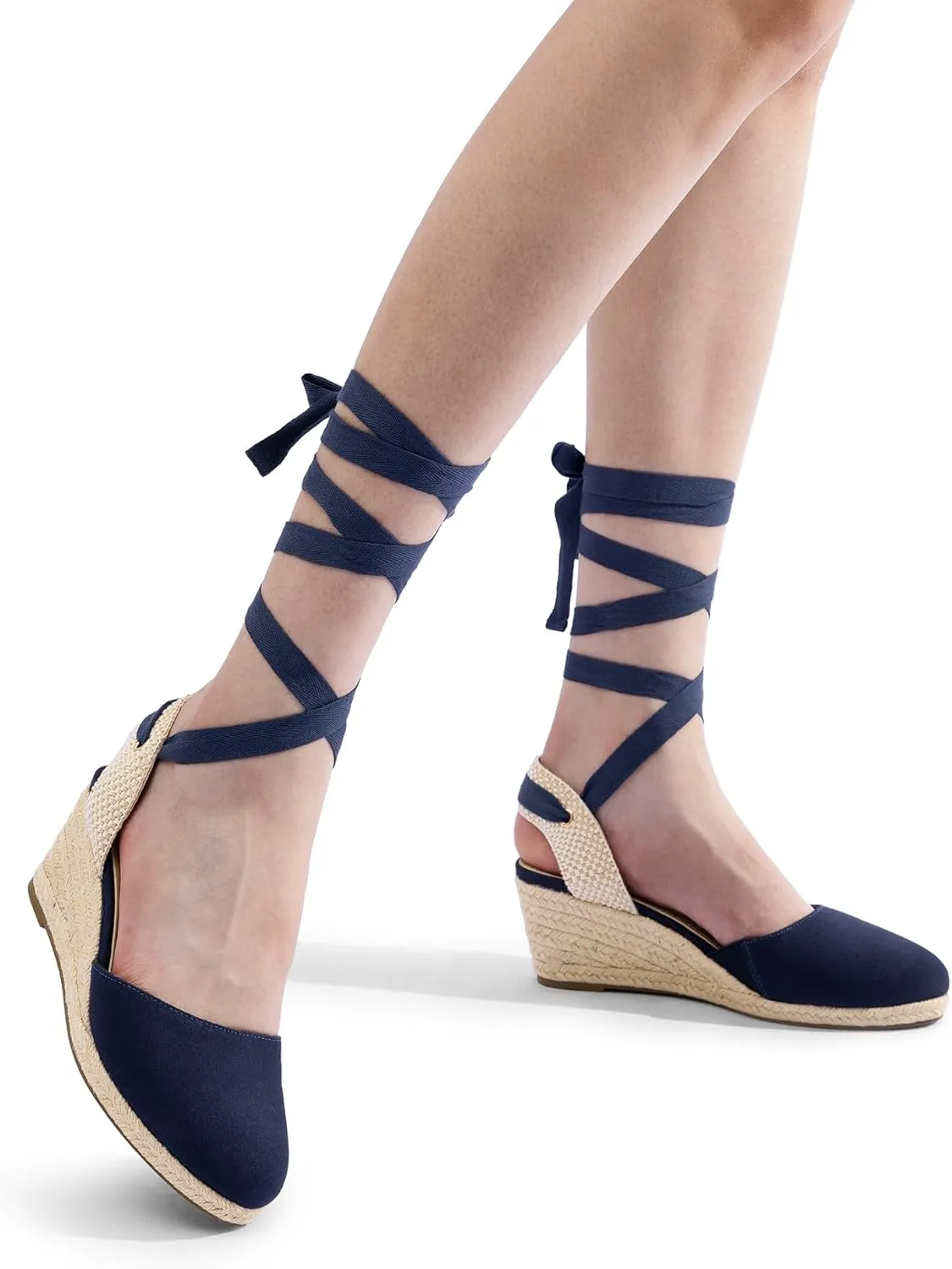 DREAM PAIRS Women's Wedge Sandals Platform Close Toe Espadrilles Strappy Lace Up Sandals Cute Fashion Comfortable Dressy Beach Vocation Summer Shoes