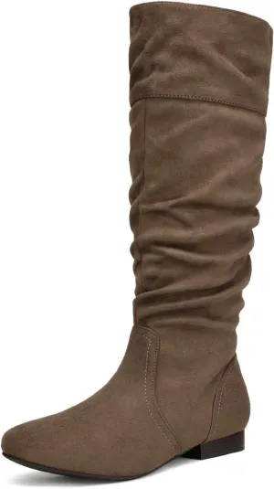 DREAM PAIRS Women's Wide Calf Knee High Pull On Fall Weather Winter Boots