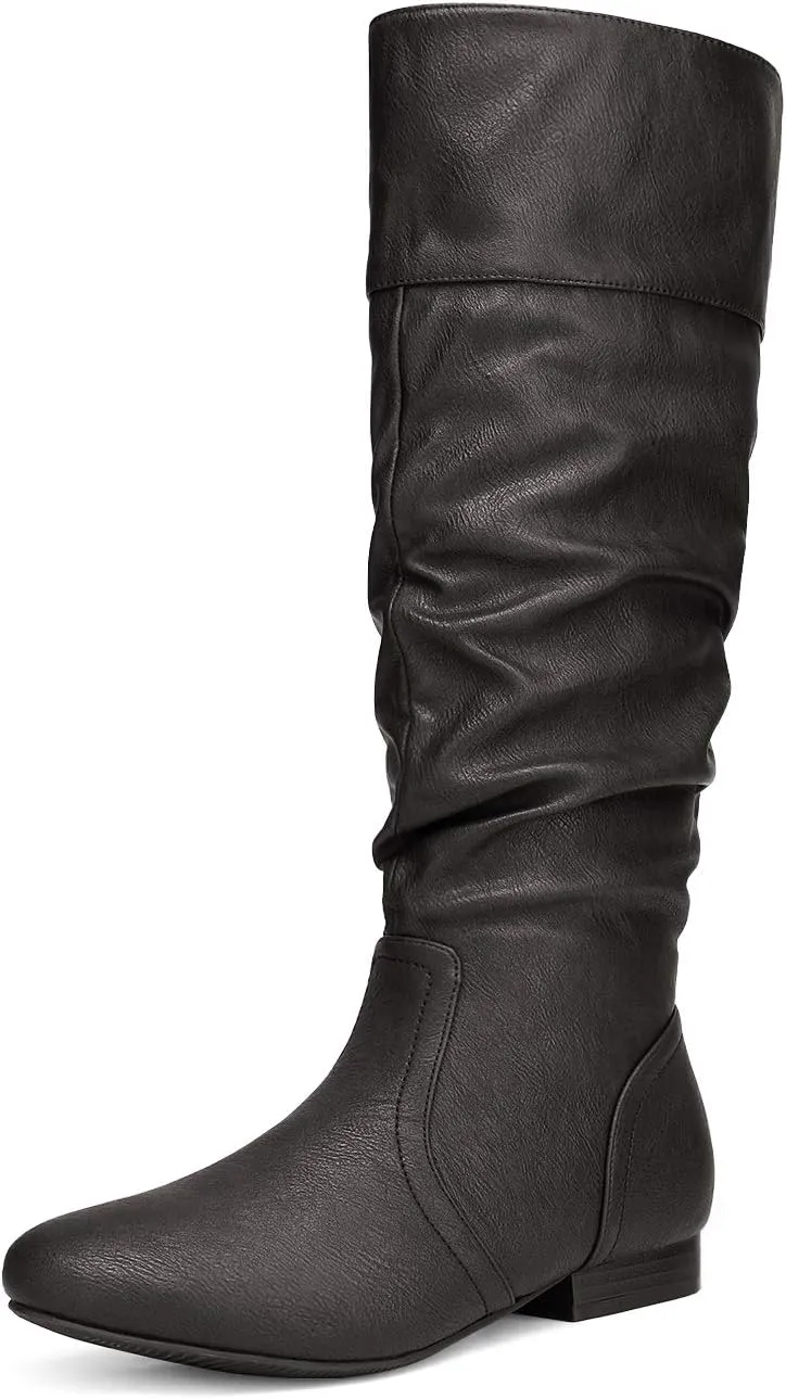 DREAM PAIRS Women's Wide Calf Knee High Pull On Fall Weather Winter Boots