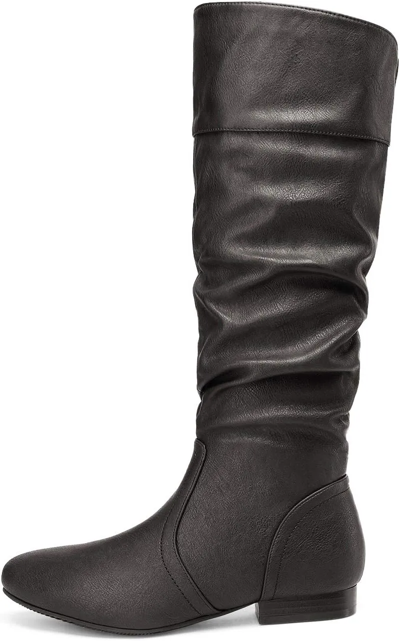 DREAM PAIRS Women's Wide Calf Knee High Pull On Fall Weather Winter Boots