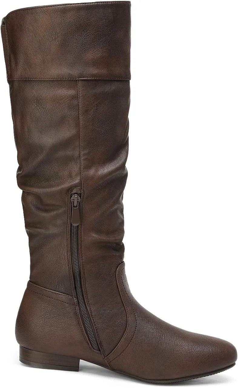 DREAM PAIRS Women's Wide Calf Knee High Pull On Fall Weather Winter Boots