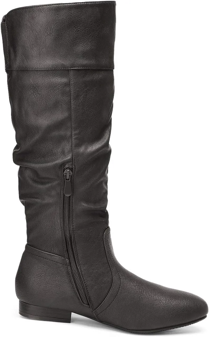 DREAM PAIRS Women's Wide Calf Knee High Pull On Fall Weather Winter Boots