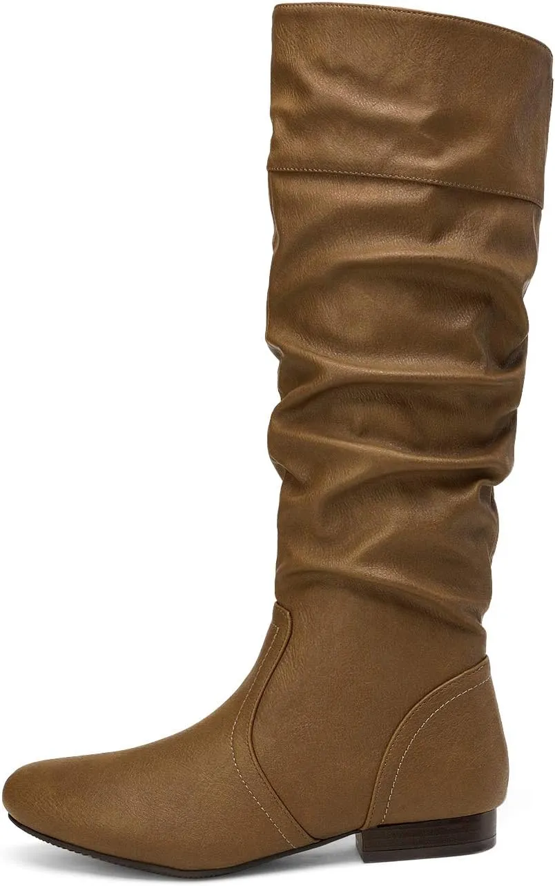 DREAM PAIRS Women's Wide Calf Knee High Pull On Fall Weather Winter Boots