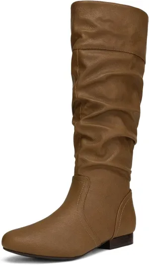 DREAM PAIRS Women's Wide Calf Knee High Pull On Fall Weather Winter Boots