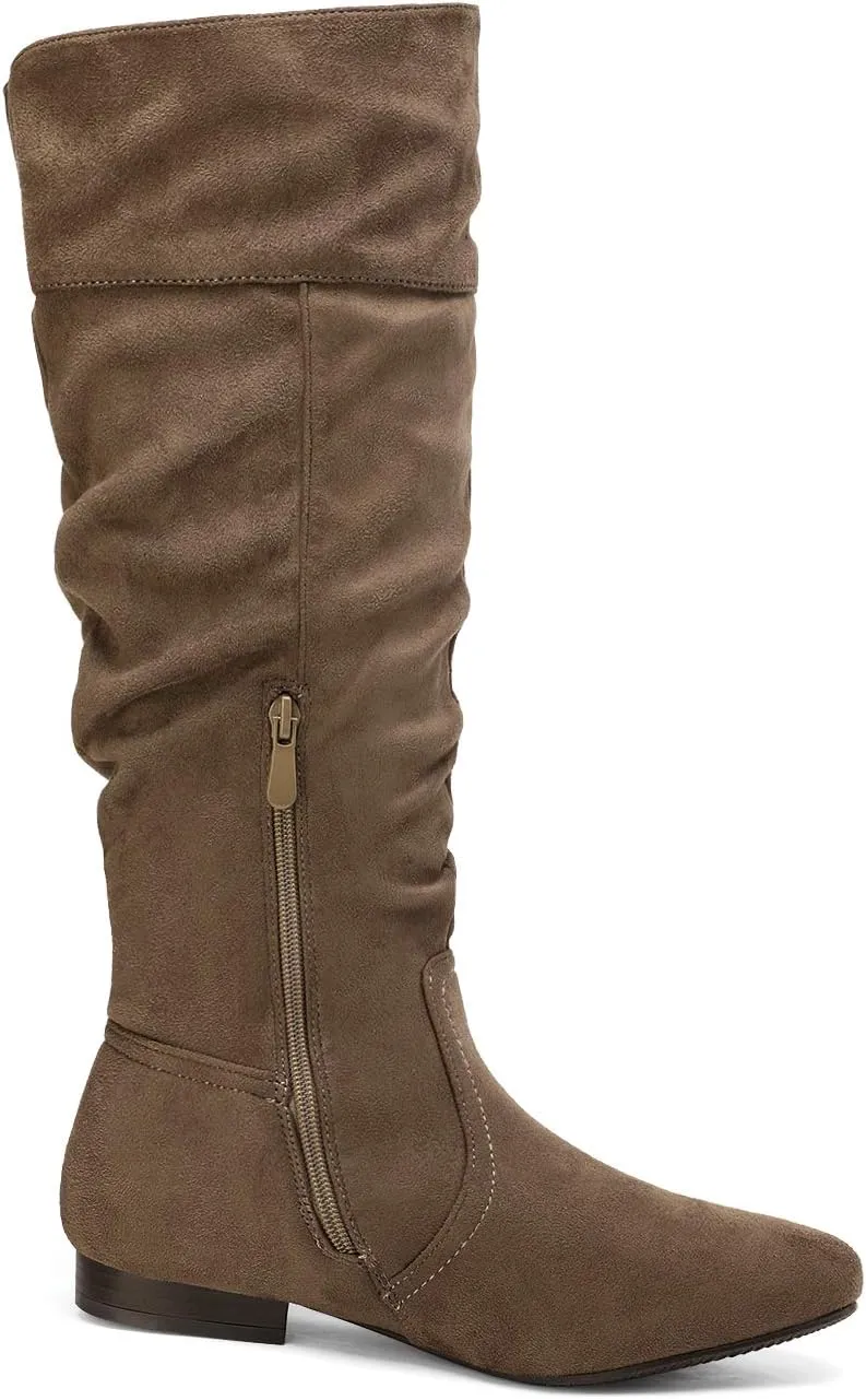 DREAM PAIRS Women's Wide Calf Knee High Pull On Fall Weather Winter Boots