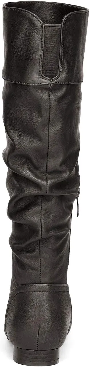 DREAM PAIRS Women's Wide Calf Knee High Pull On Fall Weather Winter Boots