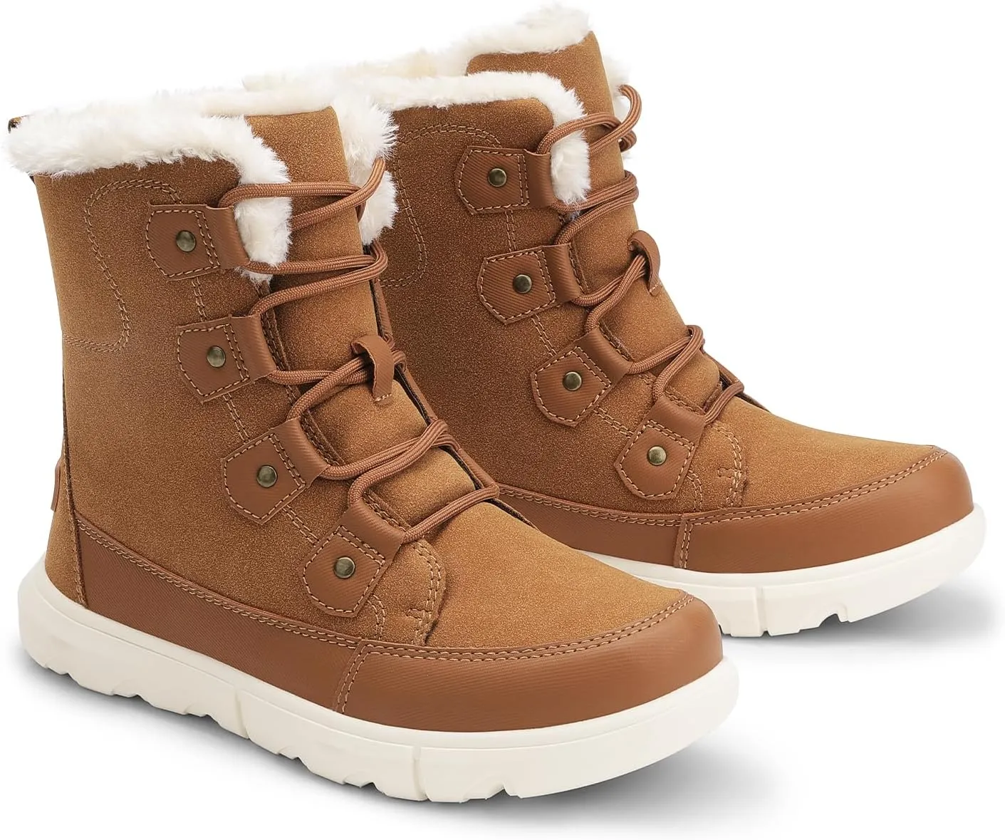 DREAM PAIRS Womens Winter Boots Cozy Faux Fur Anti-Slip Snow Boots Lace Up Comfort Stylish Ankle Booties for Cold Weather City Walk