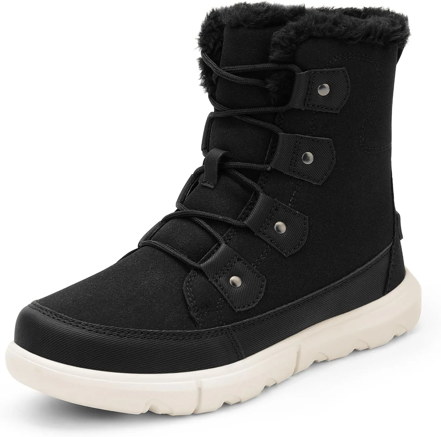 DREAM PAIRS Womens Winter Boots Cozy Faux Fur Anti-Slip Snow Boots Lace Up Comfort Stylish Ankle Booties for Cold Weather City Walk